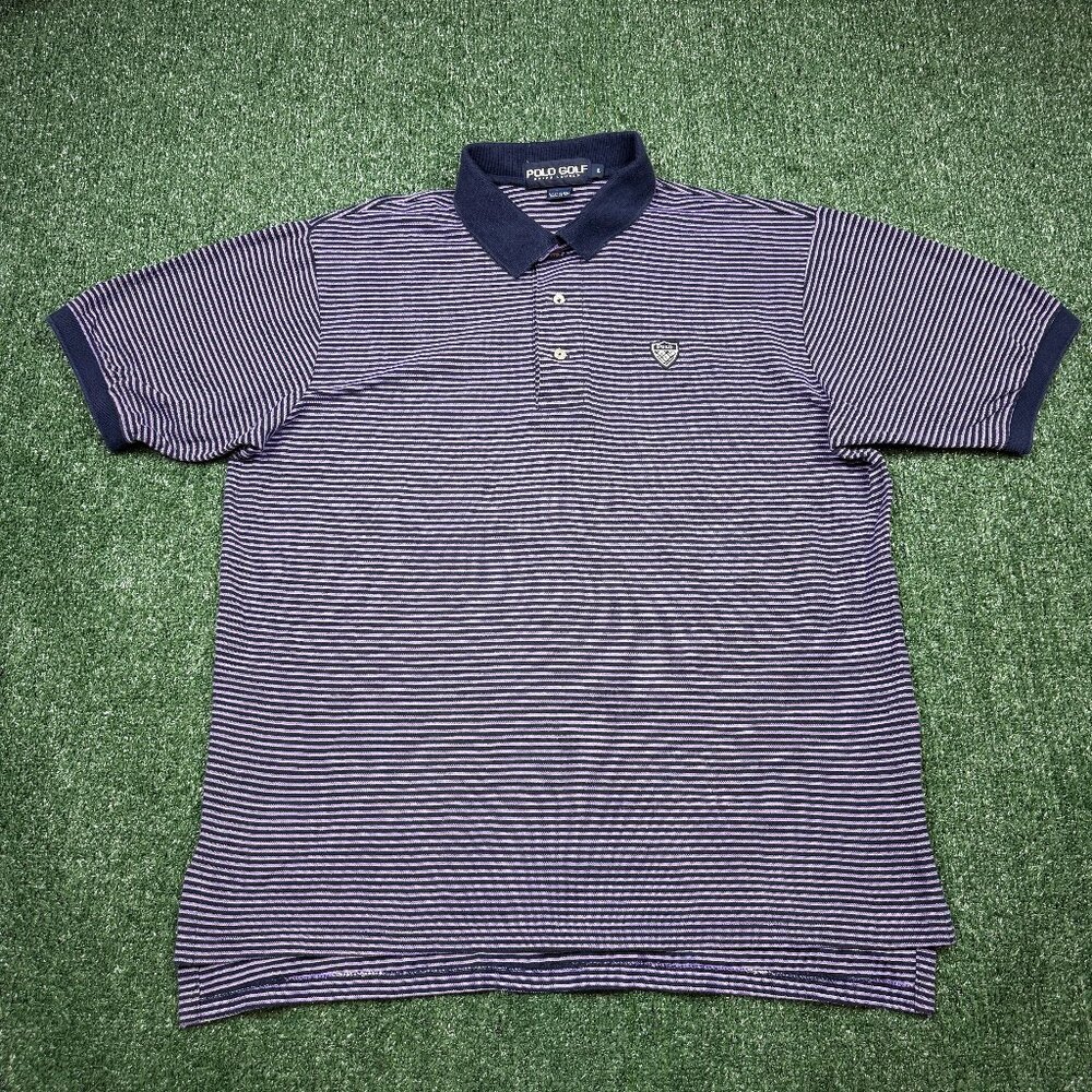 Vintage 90 Ralph Lauren Polo Shirt Golf Size L Purple Short Sleeve Made In USA